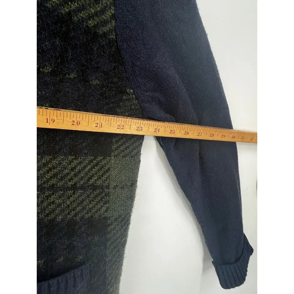 Banana Republic Navy Green Plaid Shawl Collar Cardigan Wool Blend Men’s XL